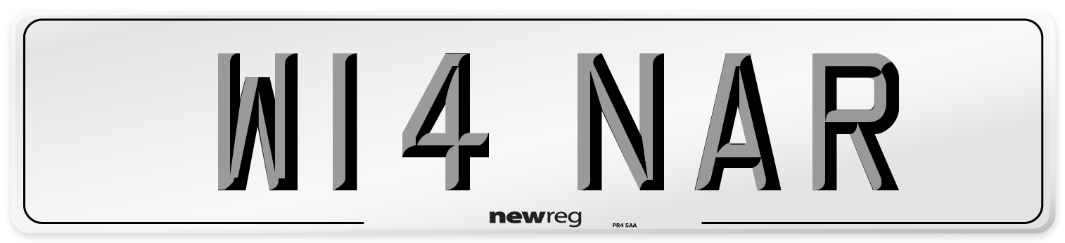 W14 NAR Number Plate from New Reg